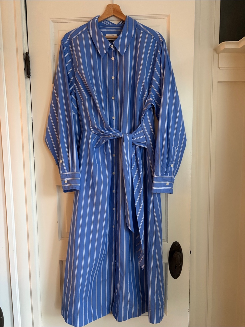 NWOT Universal Thread Blue and White Striped Wrap Waist Shirt Dress XXL - Picture 9 of 12